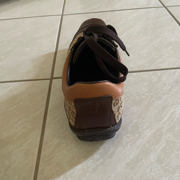 Men’s Guess Size 10 M Brown Multi Leather Monogram Sneakers - Picture 7 of 16